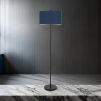 Sie 59 Inch Floor Lamp, Navy Blue Linen Shade, Round Base, Black Metal Pole - BM313633