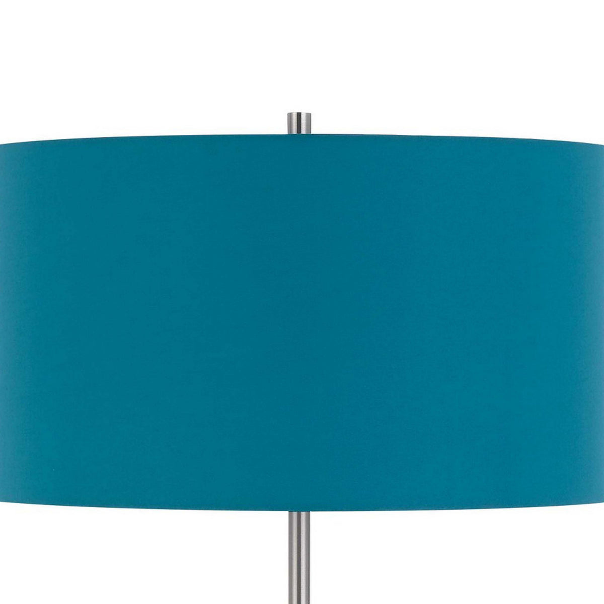 Sie 59 Inch Floor Lamp, Aqua Blue Linen Shade, Round Base, Silver Metal - BM313634