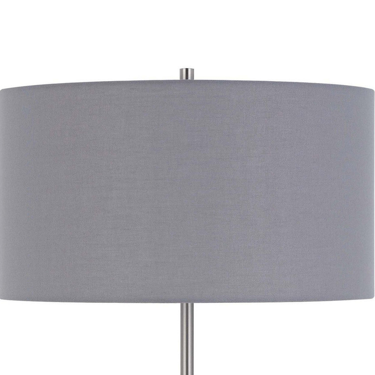 Sie 59 Inch Floor Lamp, Gray Linen Shade, Round Base, Silver Metal Pole - BM313635