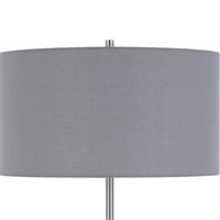 Sie 59 Inch Floor Lamp, Gray Linen Shade, Round Base, Silver Metal Pole - BM313635