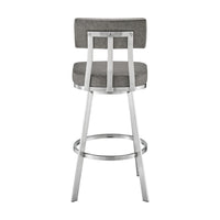 Poni 26 Inch Swivel Counter Stool Chair, Cushioned Seat, Gray Faux Leather - BM313637