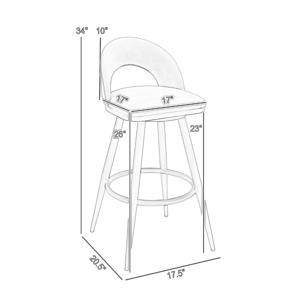 Visy 26 Inch Swivel Counter Stool Chair, Round Back, White Faux Leather - BM313644