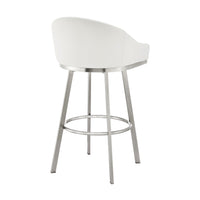 Dalza 30 Inch Swivel Barstool Chair, Open Back, Soft White Faux Leather - BM313648