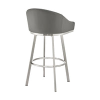 Dalza 30 Inch Swivel Barstool Chair, Cushioned Open Back, Gray Faux Leather - BM313650