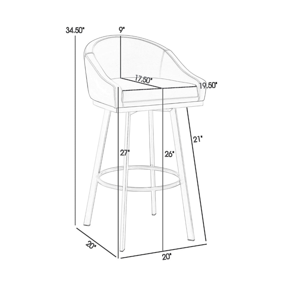 Dalza 26 Inch Swivel Counter Stool Chair, Cushioned, White Faux Leather - BM313651