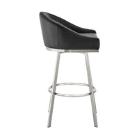 Dalza 26 Inch Swivel Counter Stool Chair, Cushioned, Black Faux Leather - BM313652