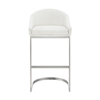 Holo 26 Inch Counter Stool Chair, Metal Cantilever Base, White Faux Leather - BM313654