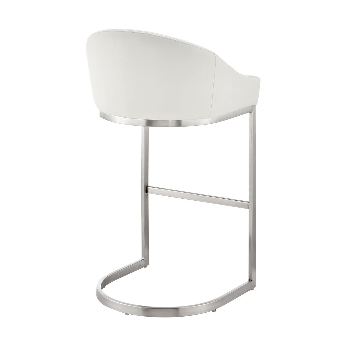 Holo 26 Inch Counter Stool Chair, Metal Cantilever Base, White Faux Leather - BM313654