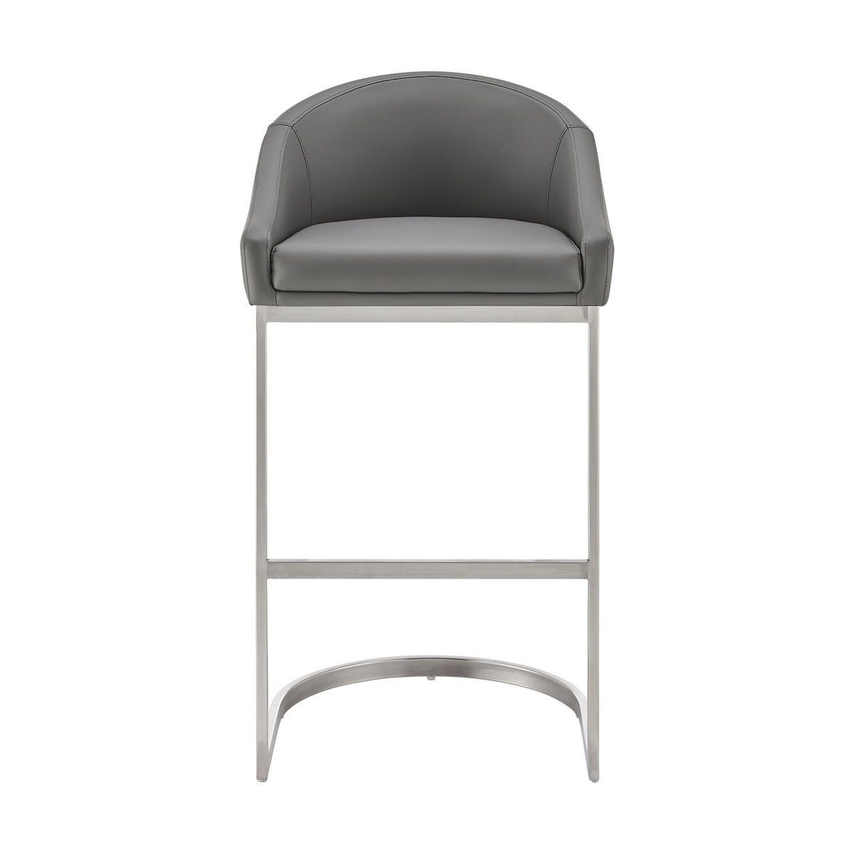 Holo 26 Inch Counter Stool Chair, Metal Cantilever Base, Gray Faux Leather - BM313655