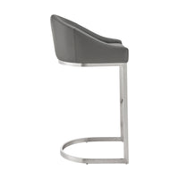 Holo 26 Inch Counter Stool Chair, Metal Cantilever Base, Gray Faux Leather - BM313655