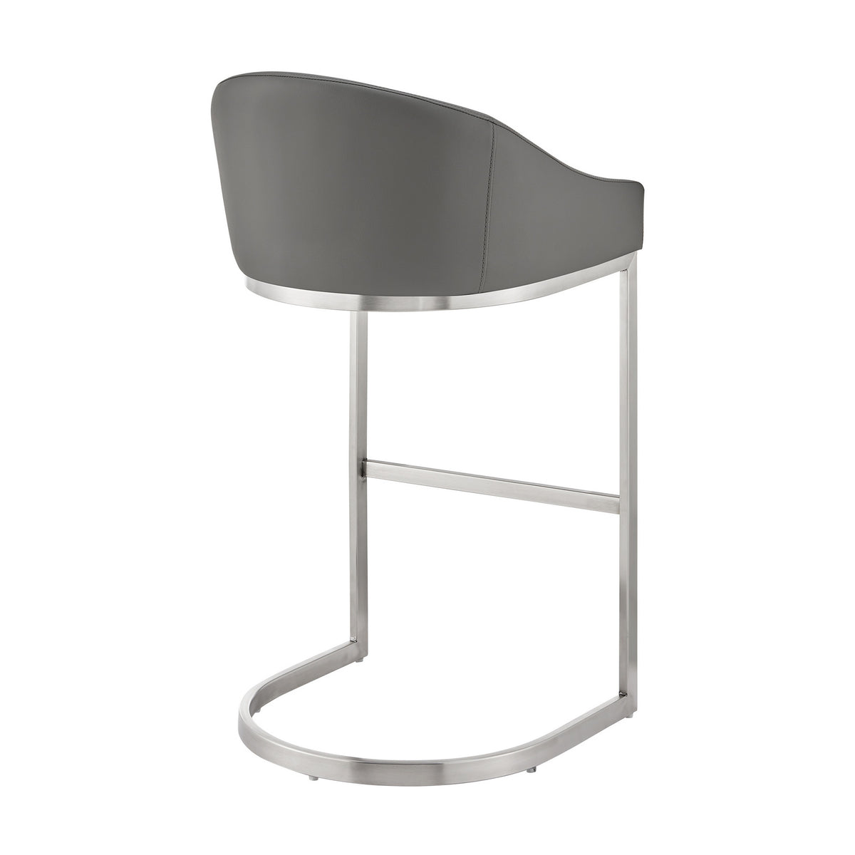 Holo 26 Inch Counter Stool Chair, Metal Cantilever Base, Gray Faux Leather - BM313655