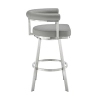 Weni 26 Inch Swivel Counter Stool, Barrel Open Back, Light Gray, Chrome - BM313659