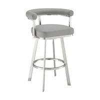 Weni 26 Inch Swivel Counter Stool, Barrel Open Back, Light Gray, Chrome - BM313659