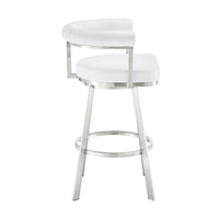 Weni 30 Inch Swivel Barstool Chair, Barrel Open Back, White, Steel Frame - BM313663