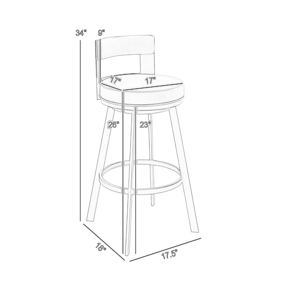 Ami 26 Inch Swivel Counter Stool Chair, Light Gray Faux Leather, Steel - BM313667