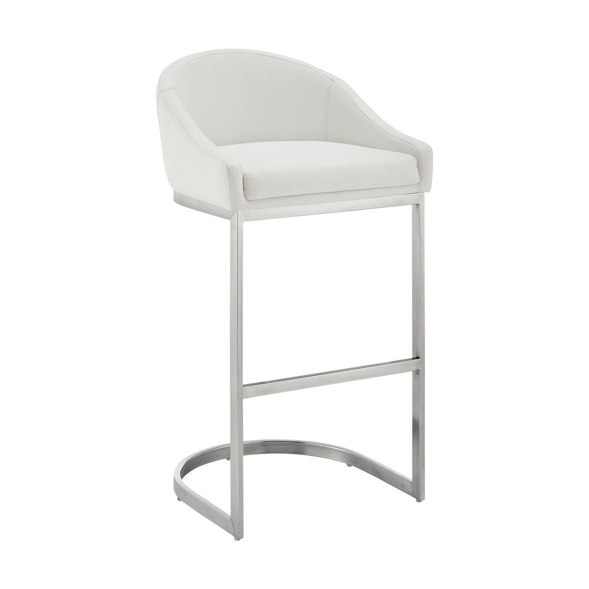 Holo 30 Inch Barstool Chair, L Shaped Cantilever Base, White Faux Leather - BM313678