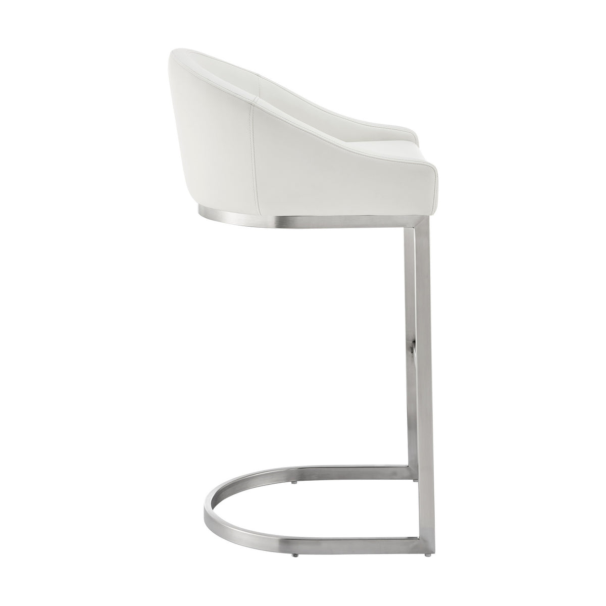 Holo 30 Inch Barstool Chair, L Shaped Cantilever Base, White Faux Leather - BM313678