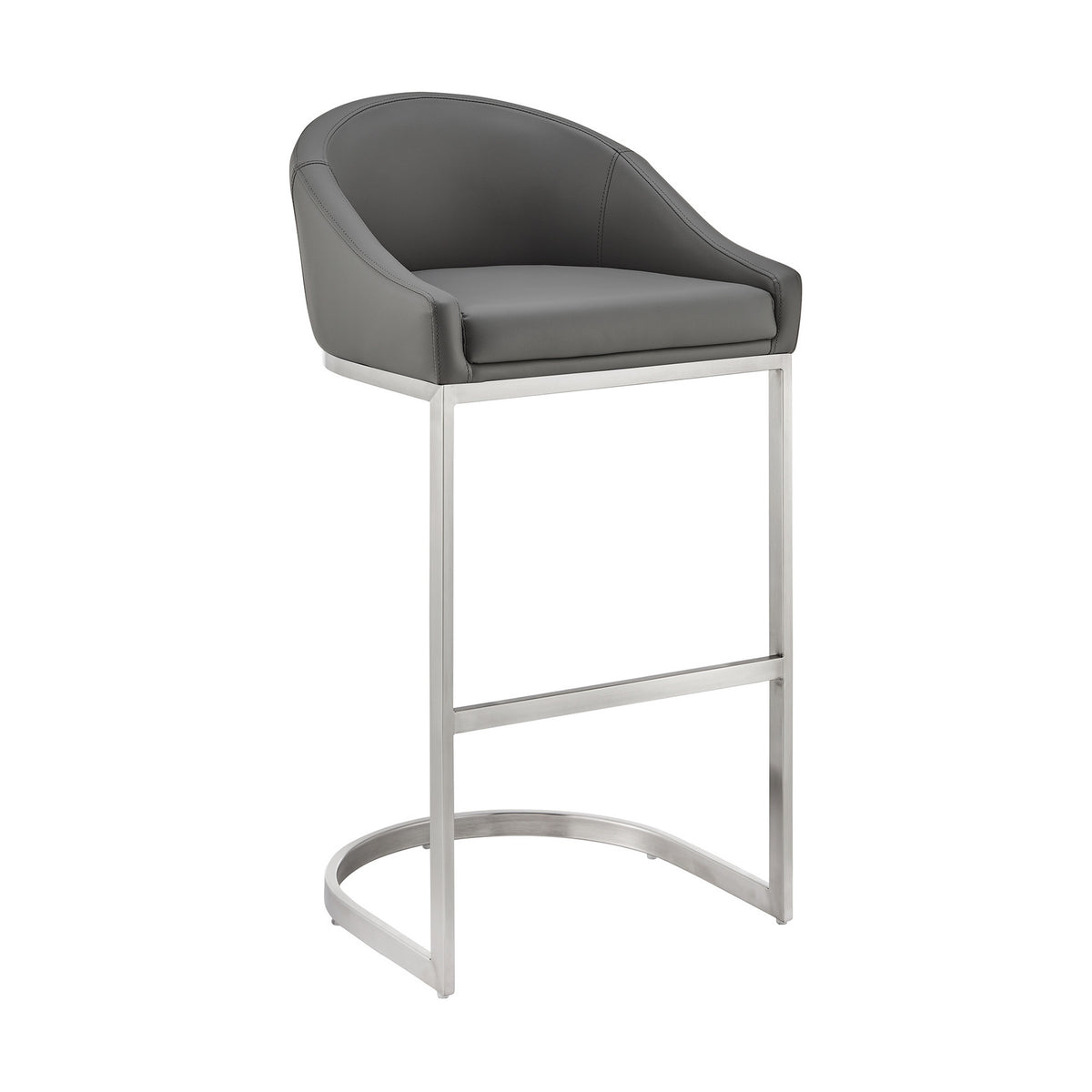 Holo 30 Inch Barstool Chair, L Shaped Cantilever Base, Gray Faux Leather - BM313679