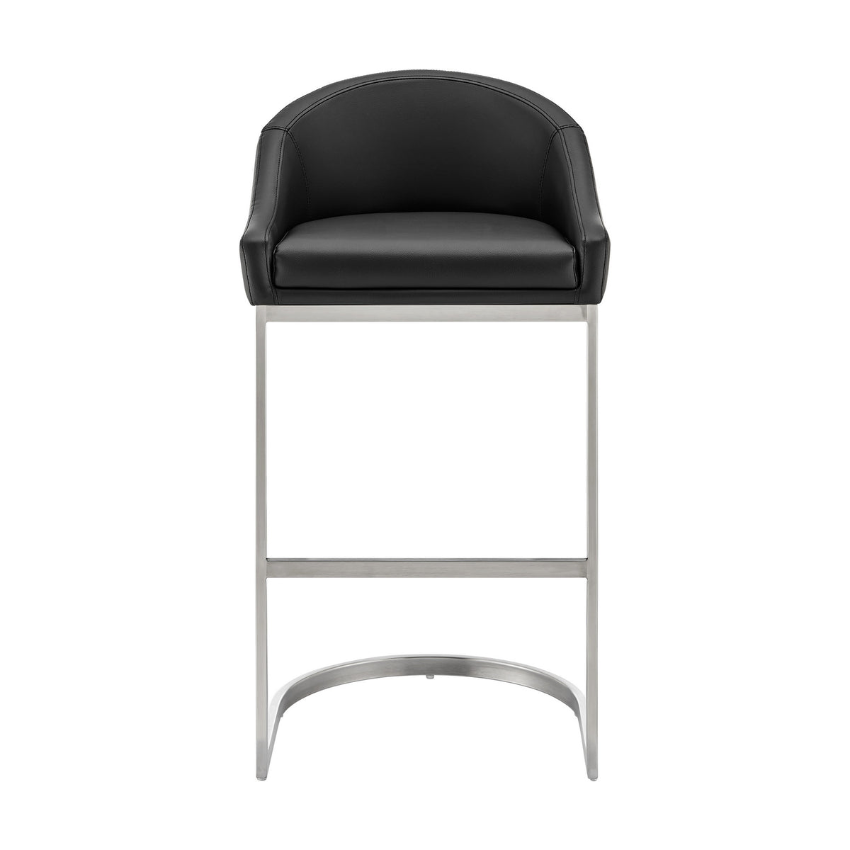 Holo 30 Inch Barstool Chair, L Shaped Cantilever Base, Black Faux Leather - BM313680