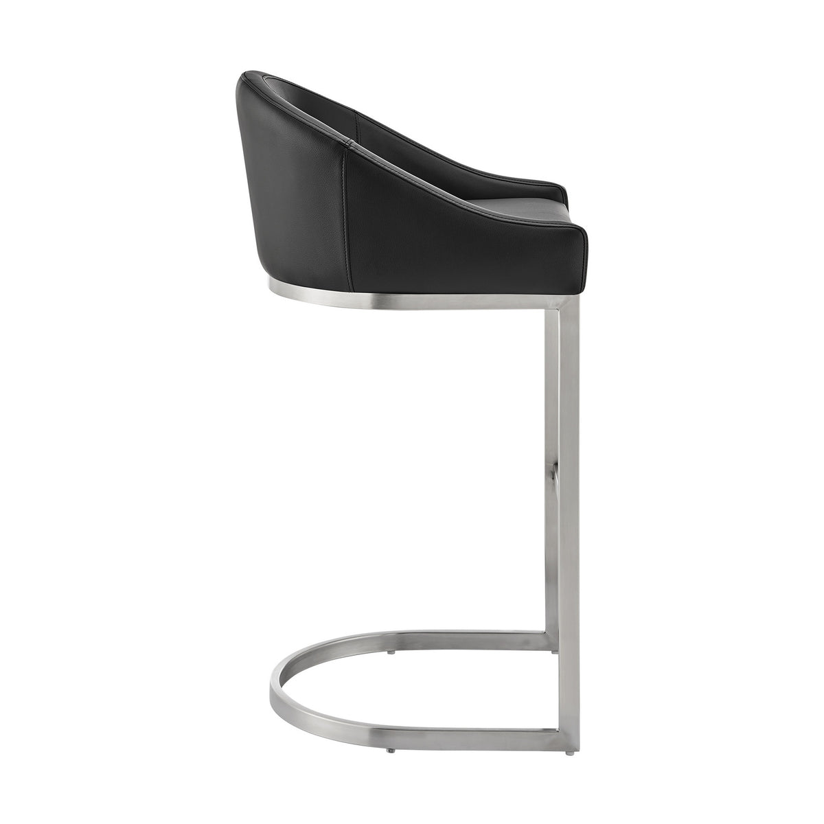 Holo 30 Inch Barstool Chair, L Shaped Cantilever Base, Black Faux Leather - BM313680