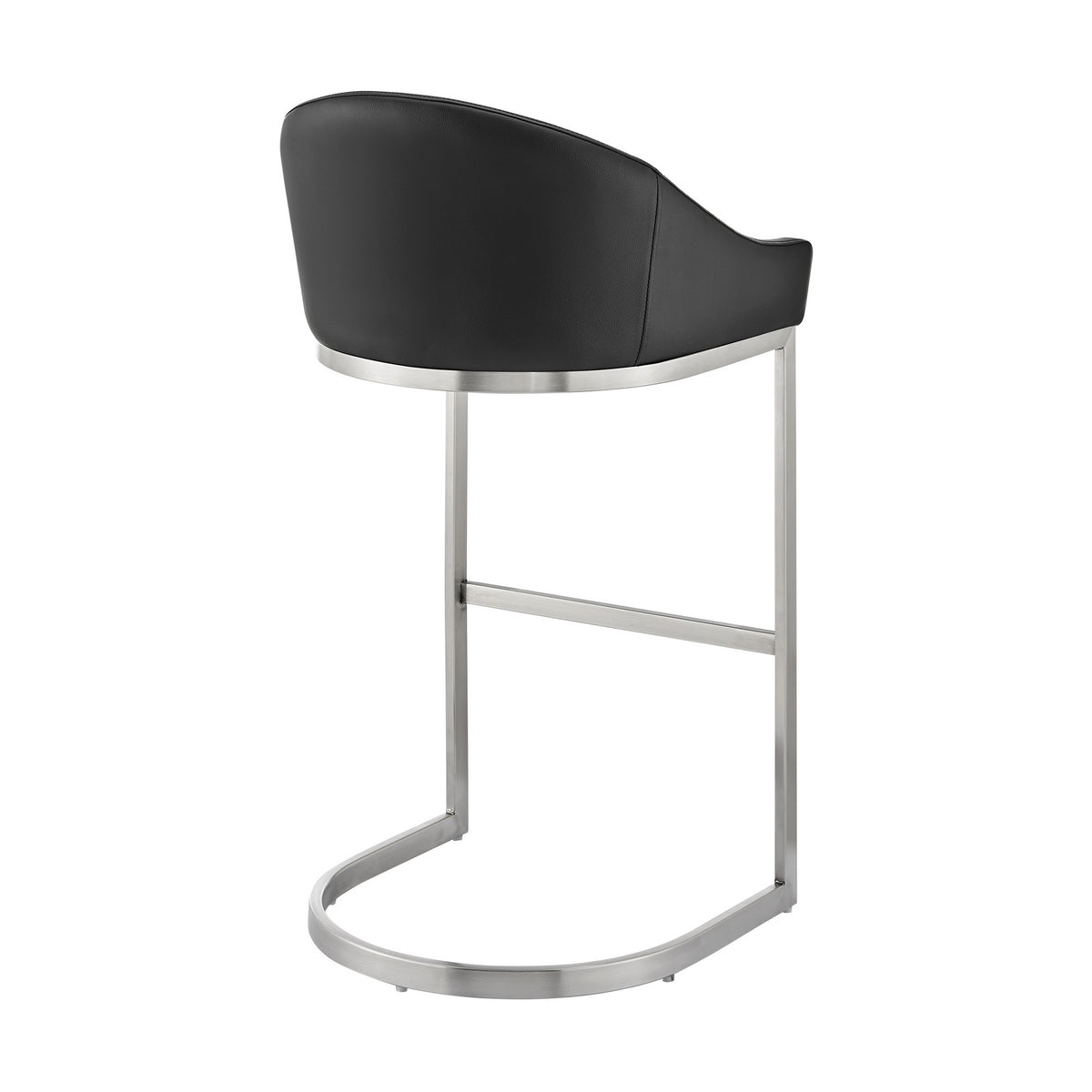 Holo 30 Inch Barstool Chair, L Shaped Cantilever Base, Black Faux Leather - BM313680