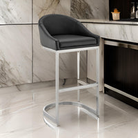 Holo 30 Inch Barstool Chair, L Shaped Cantilever Base, Black Faux Leather - BM313680