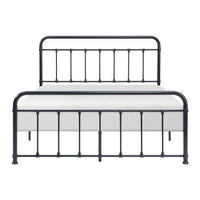 Ryan Queen Platform Bed, Slatted Headboard, Footboard, Black Metal Frame - BM314225