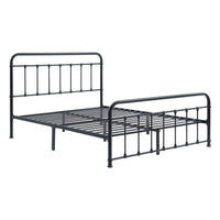 Ryan Queen Platform Bed, Slatted Headboard, Footboard, Black Metal Frame - BM314225