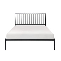 Angie Queen Bed, Platform Foundation, Slatted Headboard, Black Metal Frame - BM314226