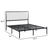 Angie Queen Bed, Platform Foundation, Slatted Headboard, Black Metal Frame - BM314226