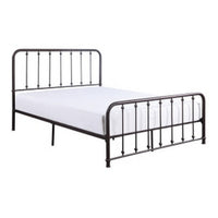 Ken Queen Bed, Vertical Slatted Headboard, Footboard, Dark Bronze Metal - BM314228