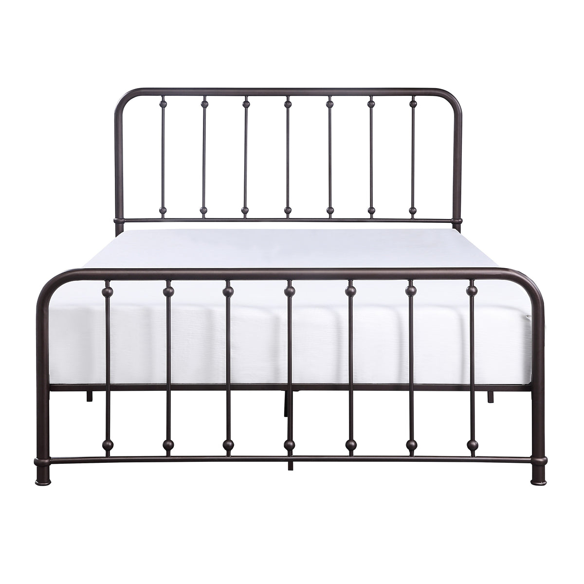 Ken Queen Bed, Vertical Slatted Headboard, Footboard, Dark Bronze Metal - BM314228