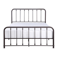 Ken Queen Bed, Vertical Slatted Headboard, Footboard, Dark Bronze Metal - BM314228