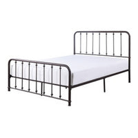 Ken Queen Bed, Vertical Slatted Headboard, Footboard, Dark Bronze Metal - BM314228