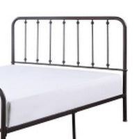 Ken Queen Bed, Vertical Slatted Headboard, Footboard, Dark Bronze Metal - BM314228