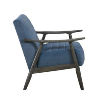 Tira 32 Inch Accent Chair, Channel Stitched, Blue Velvet, Gray Solid Wood - BM314270