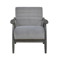 Tira 32 Inch Accent Chair, Channel Stitched, Gray Velvet, Solid Wood Frame - BM314271