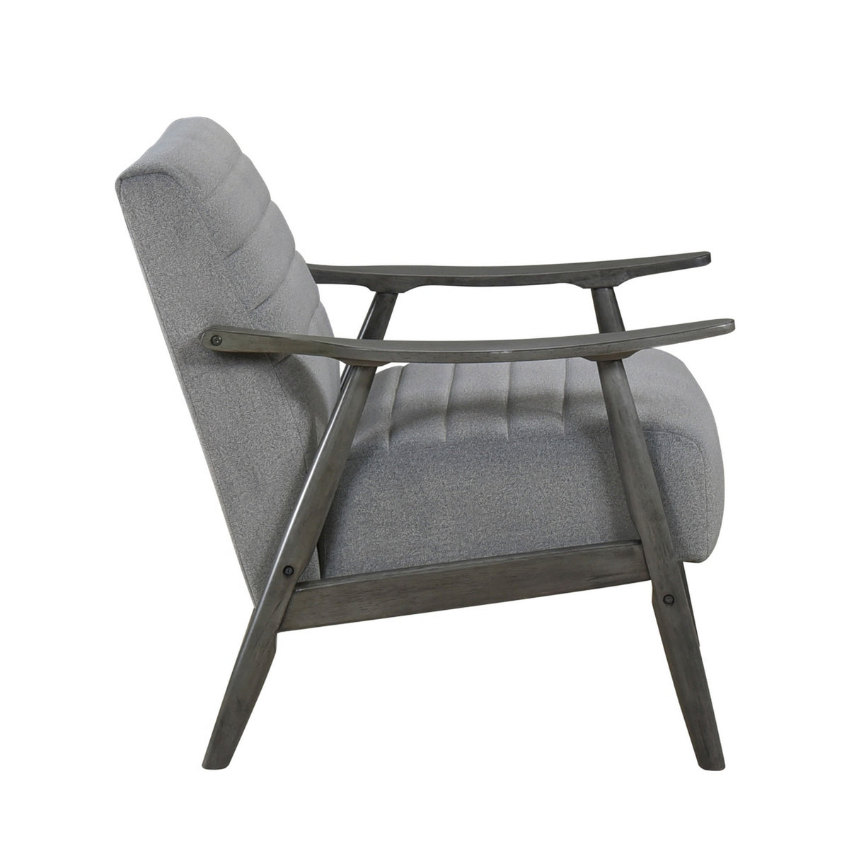 Tira 32 Inch Accent Chair, Channel Stitched, Gray Velvet, Solid Wood Frame - BM314271