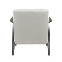 Tira 32 Inch Accent Chair, Channel Stitched, White Velvet, Gray Solid Wood - BM314272