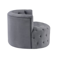 Alix 33 Inch Swivel Accent Chair, Round Design, Button Tufted Gray Velvet - BM314274