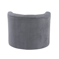 Alix 33 Inch Swivel Accent Chair, Round Design, Button Tufted Gray Velvet - BM314274