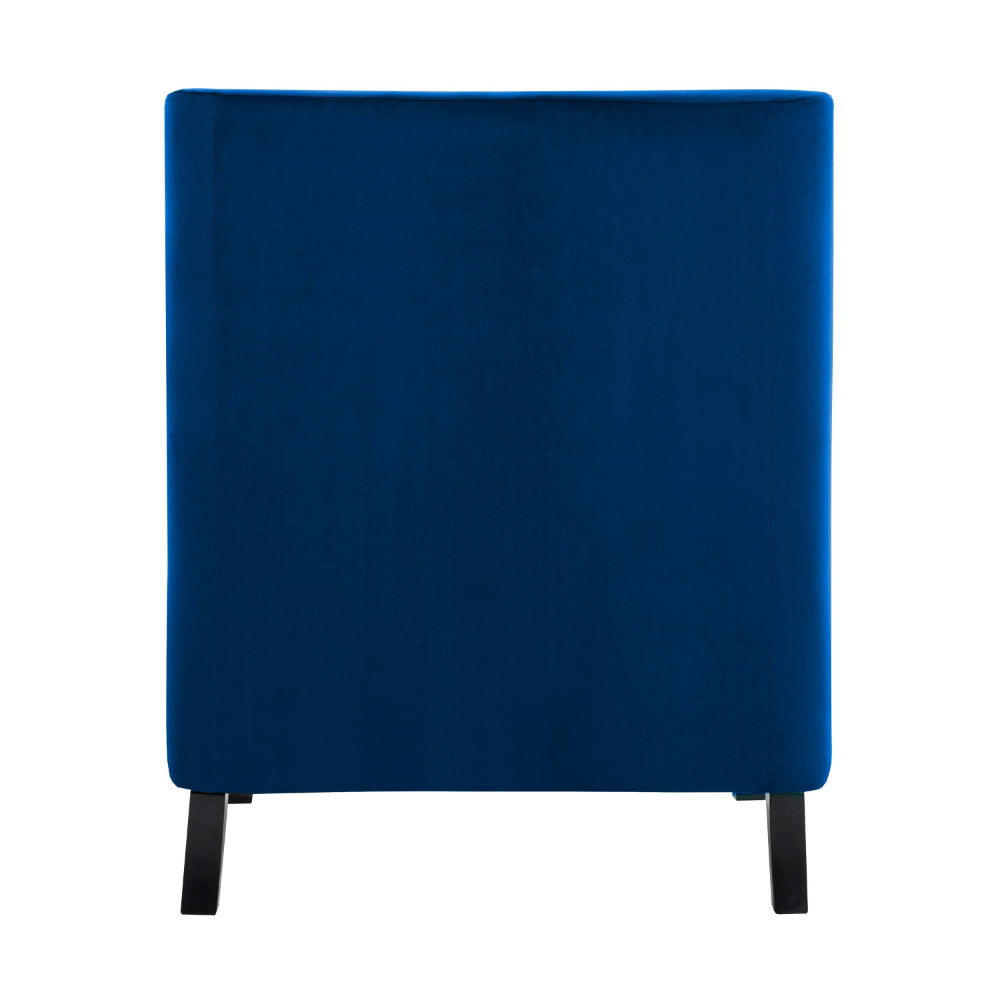 Soma 31 Inch Accent Armchair, Button Tufted Blue Velvet, Nailhead Trim - BM314276