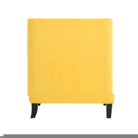 Soma 31 Inch Accent Armchair, Button Tufted Yellow Velvet, Nailhead Trim - BM314277