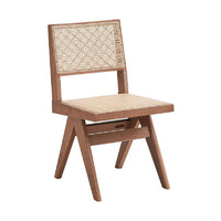 Tina 22 Inch Side Dining Chair Set of 2, Woven Rattan, Natural Brown Wood - BM314306