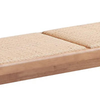 Tina 51 Inch Dining Bench, Transitional Woven Rattan, Natural Brown Wood - BM314308