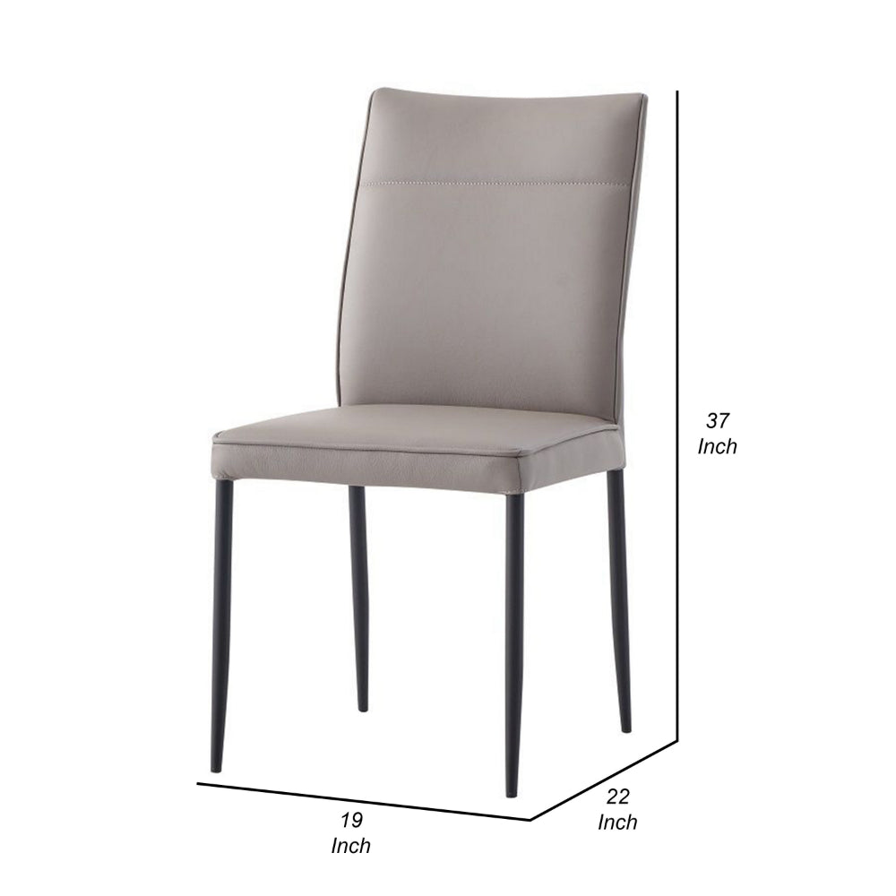 22 Inch Side Dining Chair Set of 2, Light Gray Leather, Black Finished Legs - BM314313