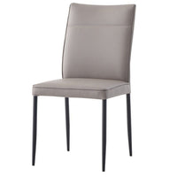 22 Inch Side Dining Chair Set of 2, Light Gray Leather, Black Finished Legs - BM314313