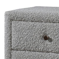 Lyno 20 Inch Nightstand, 2 Drawers, Brown Legs, Gray Boucle Upholstery - BM314317