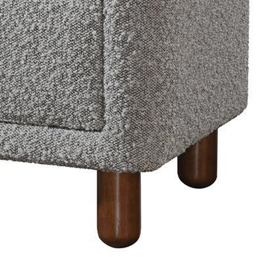 Lyno 20 Inch Nightstand, 2 Drawers, Brown Legs, Gray Boucle Upholstery - BM314317