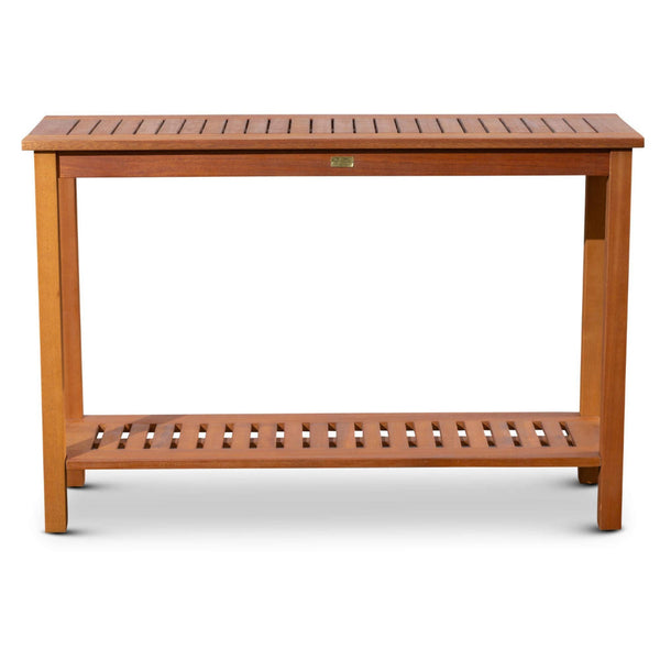 48 Inch Console Table, 2 Shelves, Slatted Design, Natural Brown Eucalyptus - BM314324